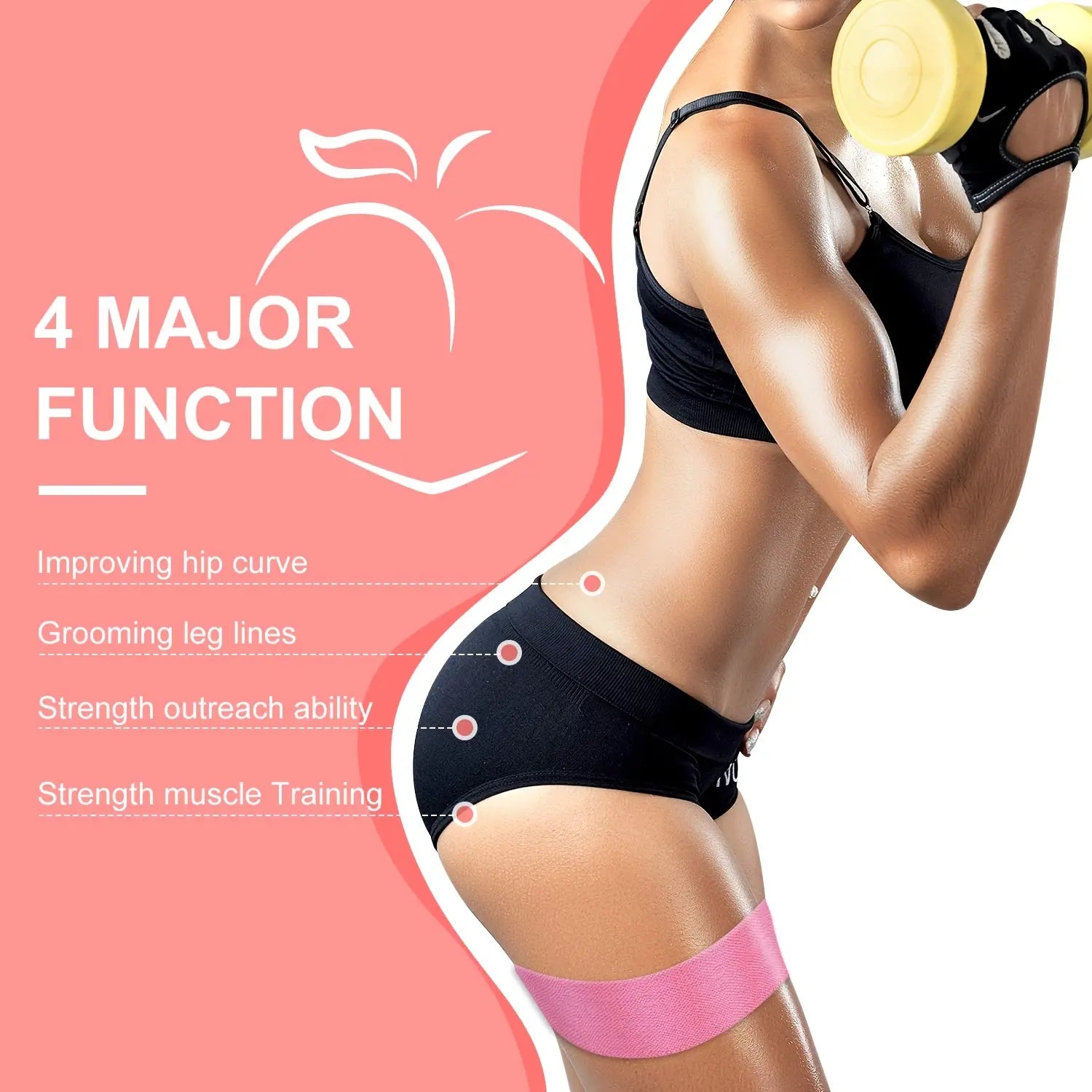 Ultimate Resistance Bands Yoga Starter Set - 3 Non-Slip Stretch Workout Bands for Booty & Legs with Convenient Carry Bag for Men & Women