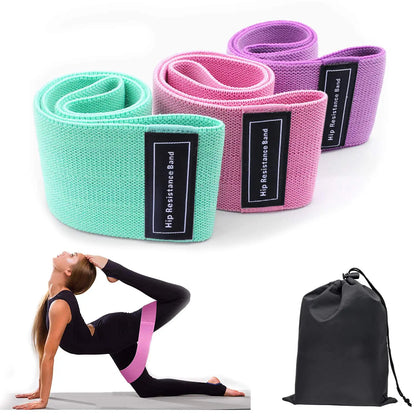 Ultimate Resistance Bands Yoga Starter Set - 3 Non-Slip Stretch Workout Bands for Booty & Legs with Convenient Carry Bag for Men & Women