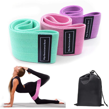 Ultimate Resistance Bands Yoga Starter Set - 3 Non-Slip Stretch Workout Bands for Booty & Legs with Convenient Carry Bag for Men & Women